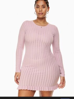 Aritzia Knit Long-Sleeve Pink Mini Dress